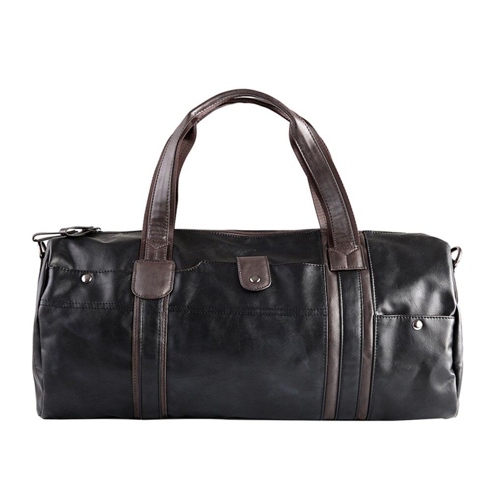 SPORTSHUB Soft PU Leather Men's Sport Bags Gym Bag Sports HandBag Fitness Bags Travel Case Workout Shoulder Bag SB0026: BLACK