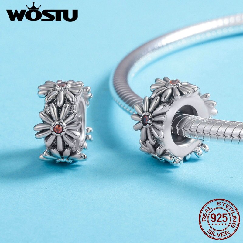 WOSTU-collier en argent Sterling 925, breloques de marguerites chérie, breloques d'espacement, originale, bijou