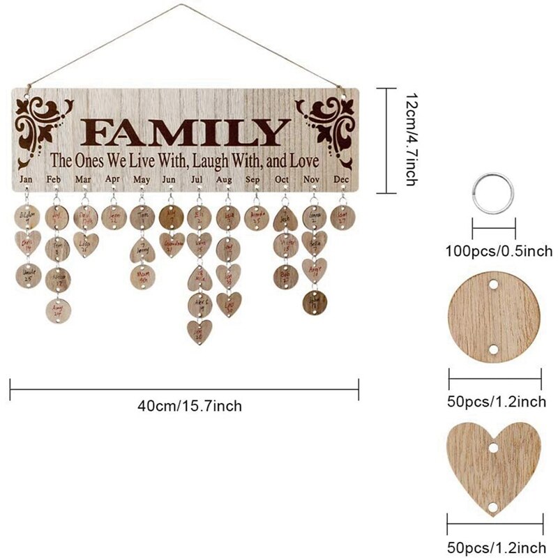 Family wood calendar sign wall decoration home calendar