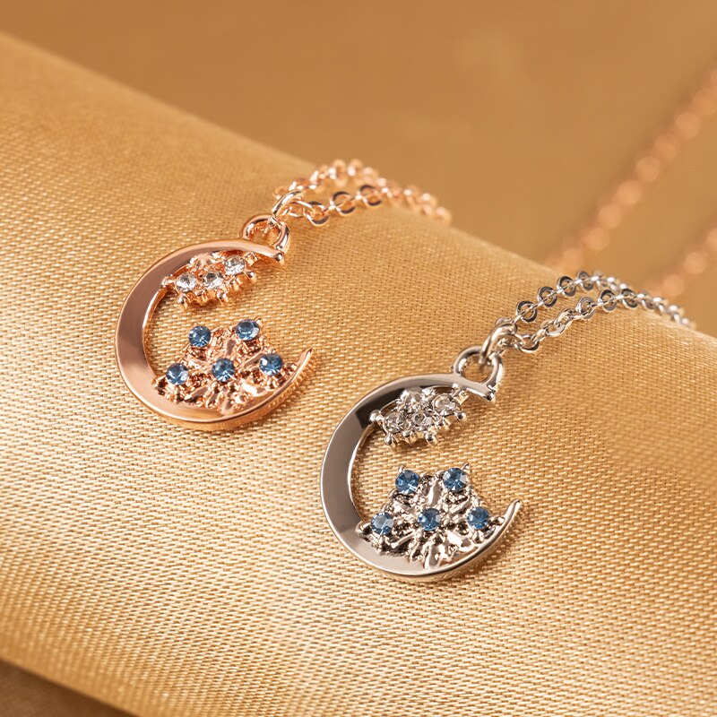 Muzhi Mode Eenvoudige Sneeuwvlok Maan Hanger Ketting Voor Vrouwen Titanium Stalen Ketting Zirkoon Ketting Vrouwelijke Bruiloft Sieraden