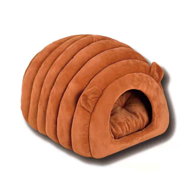 Milieubescherming Kat Nest Matten Zachte Pluche Kennel Puppy Kussen Kleine Honden Katten Nest Wasbaar Cave Katten Bedden Kat Bed hous: brownish red