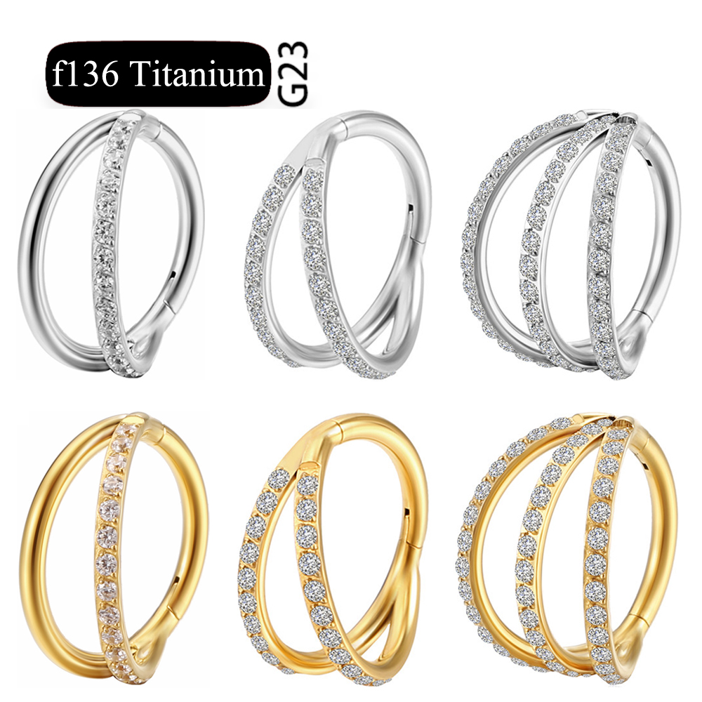 F136 Titanium 16G Scharnierend Segment Neusring Zc Septum Clicker Daith Oorbellen Hoepel Oor Kraakbeen Tragus Helix Piercing Sieraden