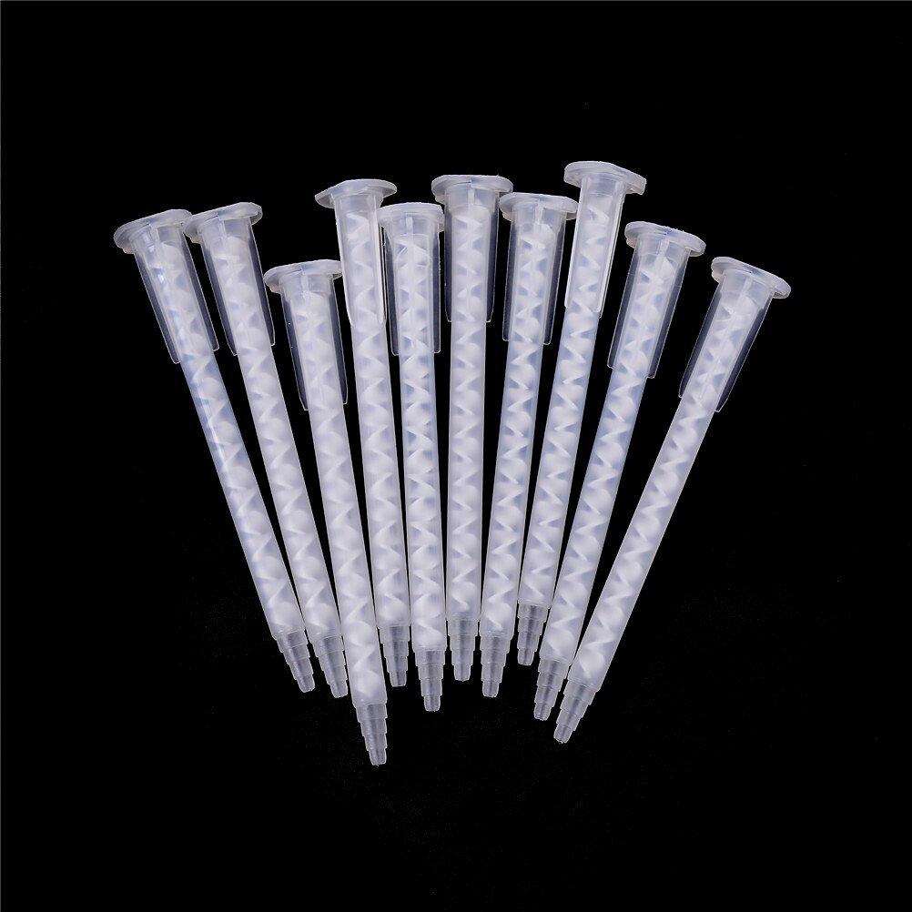 10Pcs/Set Polypropylene Mixing Tube Nozzle Epoxy Resin Tool Dispenser Static Mixer Nozzles MA5.4-17S AB Glue Mixing Head