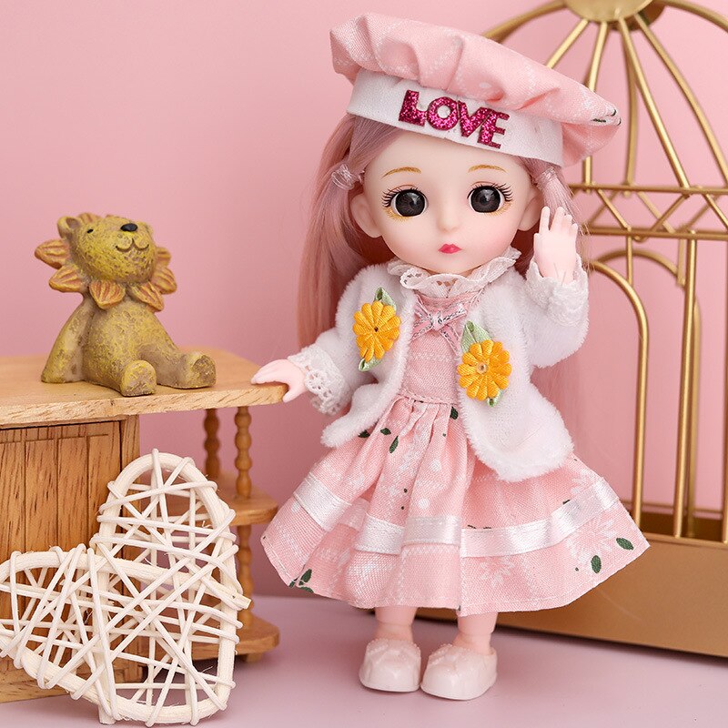 16cm Movable Joints Doll Princess Girl Children Toy Bjd Doll Full Set: 9