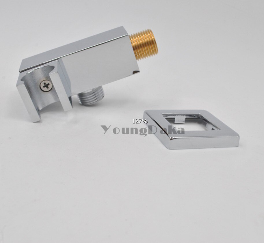 Brass Square Chrome Hand Held Shower Head With Wall Connector &1.5m Hose &Holder Set Water Saving Copper Handheld Sprayer system