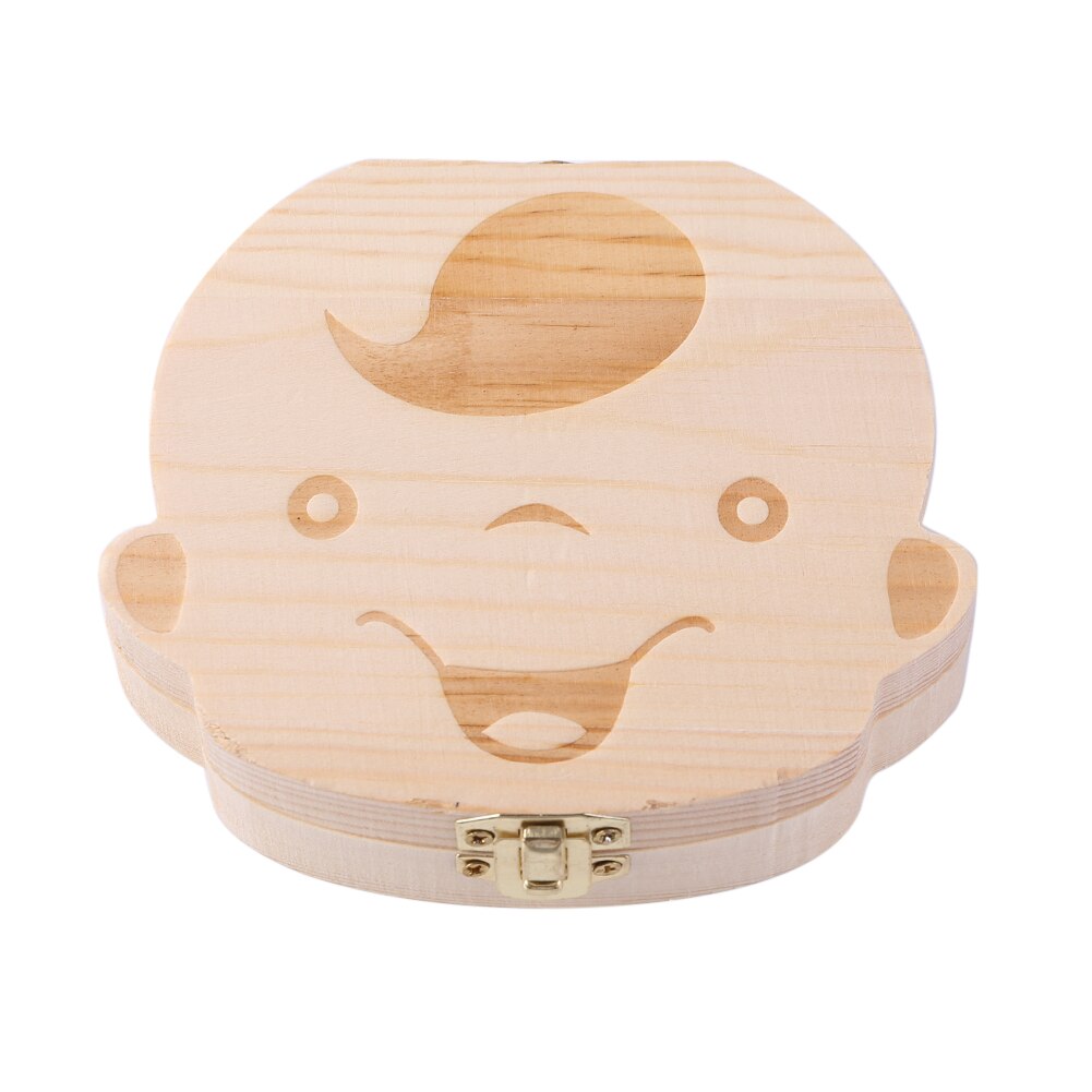 Wooden Baby Tooth Box Kids Teeth Storage Box Teeth Umbilical Lanugo Organizer Milk Teeth Collect Keepsakes Save: Boy English