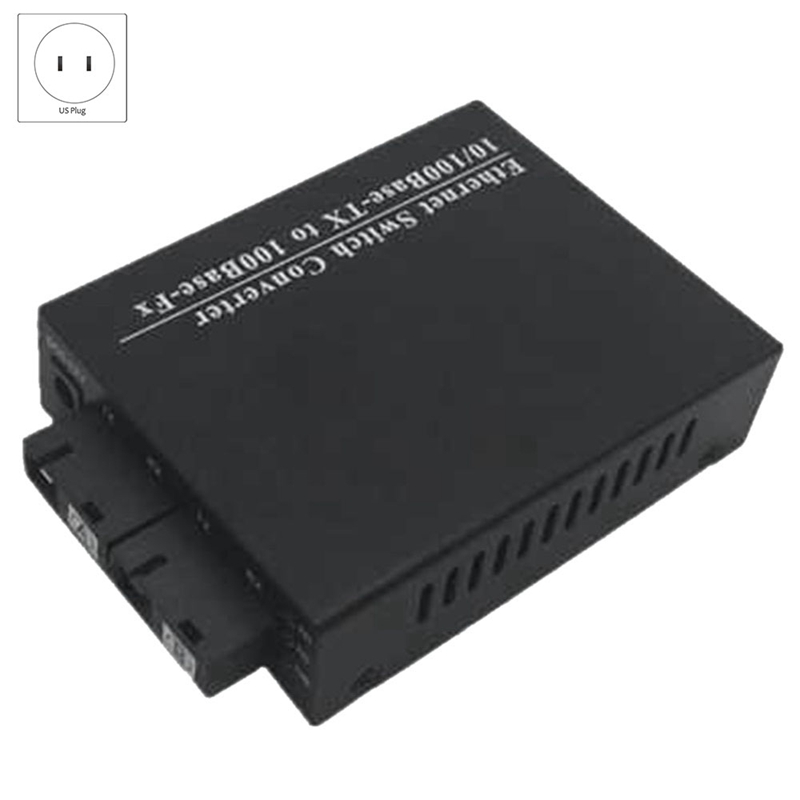 100M Single and Dual Fiber Single Multimode 2 Optical 4 Electric Optical Fiber Transceiver-US Plug