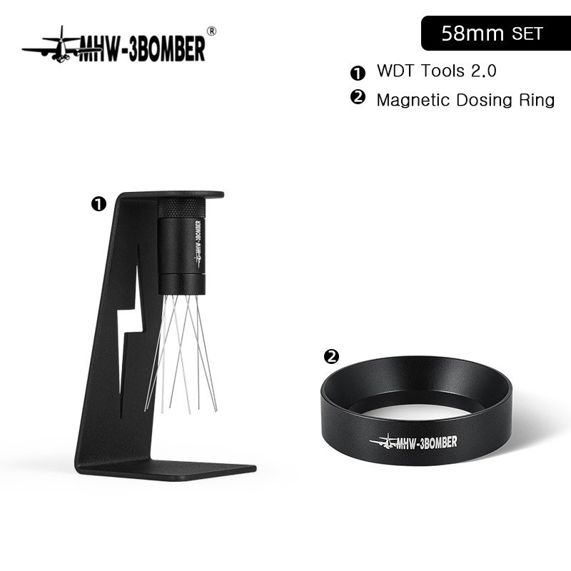 MHW-3BOMBER Adjustable WDT Espresso Distribution Tool Replaceable Needles Coffee Stirrer with Magnetic Stand Barista Accessories: SKY BLUE