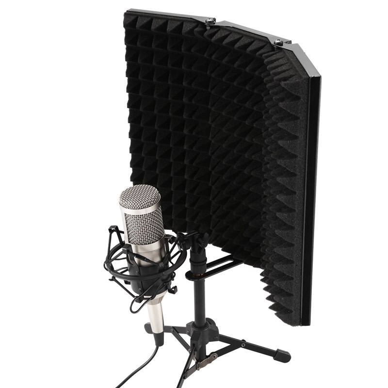 Recording Sound Absorber Microphone Isolation Shield Anti-Noise 3-Fold High-Density Foam Panel, for Recording Equipment S