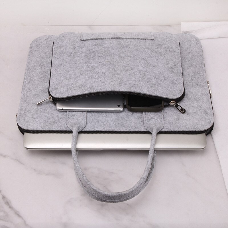 Draagbare Laptop Tas Notebook Linerfelt Effen Kleur Tas Voor 13.3 Inch15.6 Inch 17.3 Inch Schoudertassen Business Handtas
