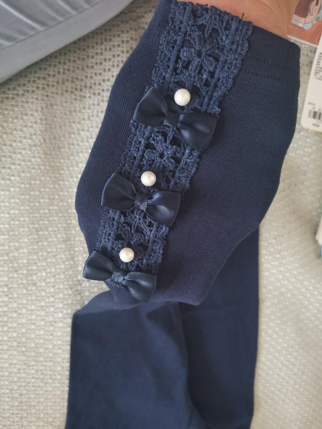 Herfst Lente 100-150Cm 3-12 Jaar Katoen Met Parels Boog Bloem Bloemen Lace Parels Patchwork baby Kids Leggings Voor Meisjes