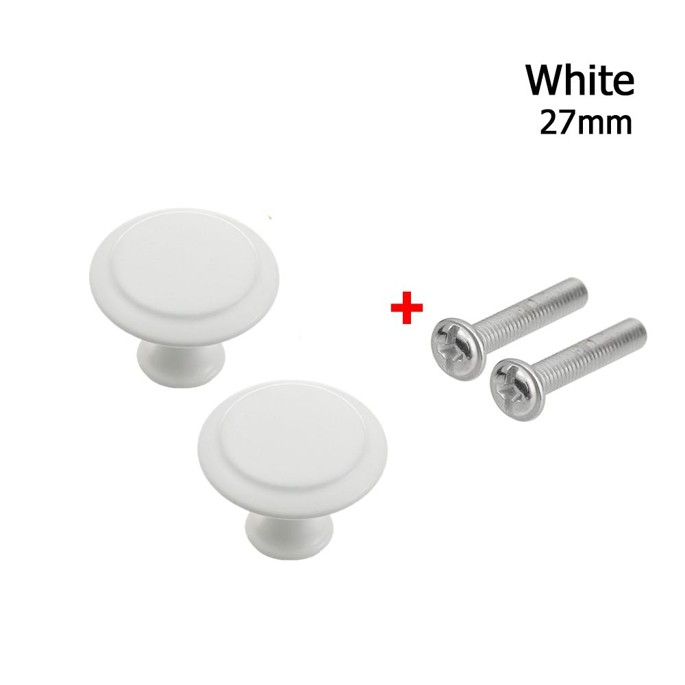 2Pcs/lot Closet Drawer Knobs Cabinet Handles Wardrobe Pulls Handle With Screw Wardrobe Furniture Hardware Kitchen Door Handle: 27mm-white