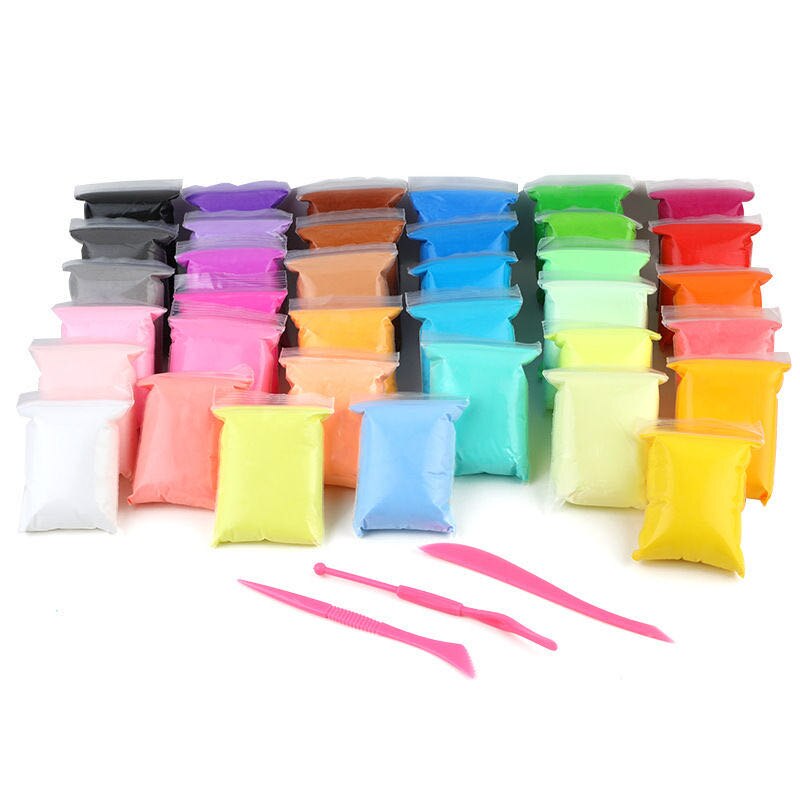 36 Kleuren/Set Pluizige Super Licht Zachte Klei Kinderen Diy Educatief Speelgoed Air Droog Fidget Gom Polymer Plasticine Klei speelgoed