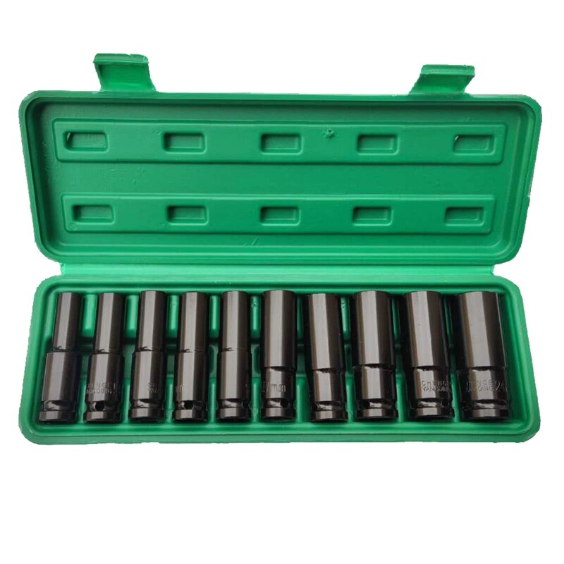 10Pcs 8-24Mm 1/2 inch Drive Deep Impact Socket Set Heavy Metric Garage Tool For Wrench Adapter Hand Tool Set