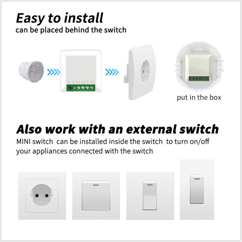 Tuya ZigBee 3.0 Mini Smart Switch Supports 1/2 Way Control Work With Ewelink SmartThings ZigBee2mqtt Hubitat Alexa Google Home