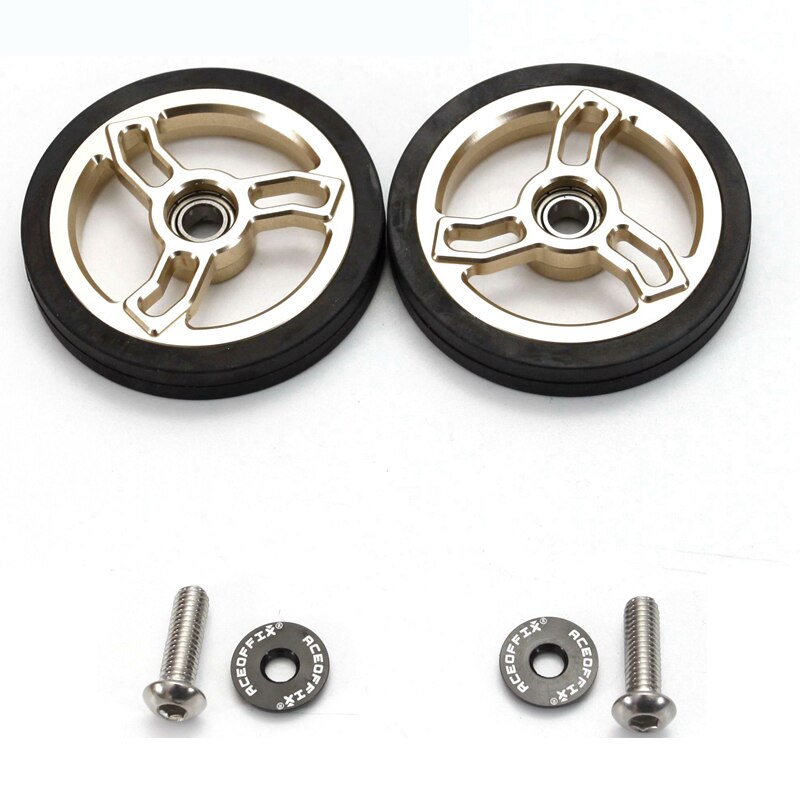Aceoffix 1pair 56mm Easywheel for Brompton Accessories Easy Wheel 2022 Aluminum Alloy Ultralight 48g: champagne