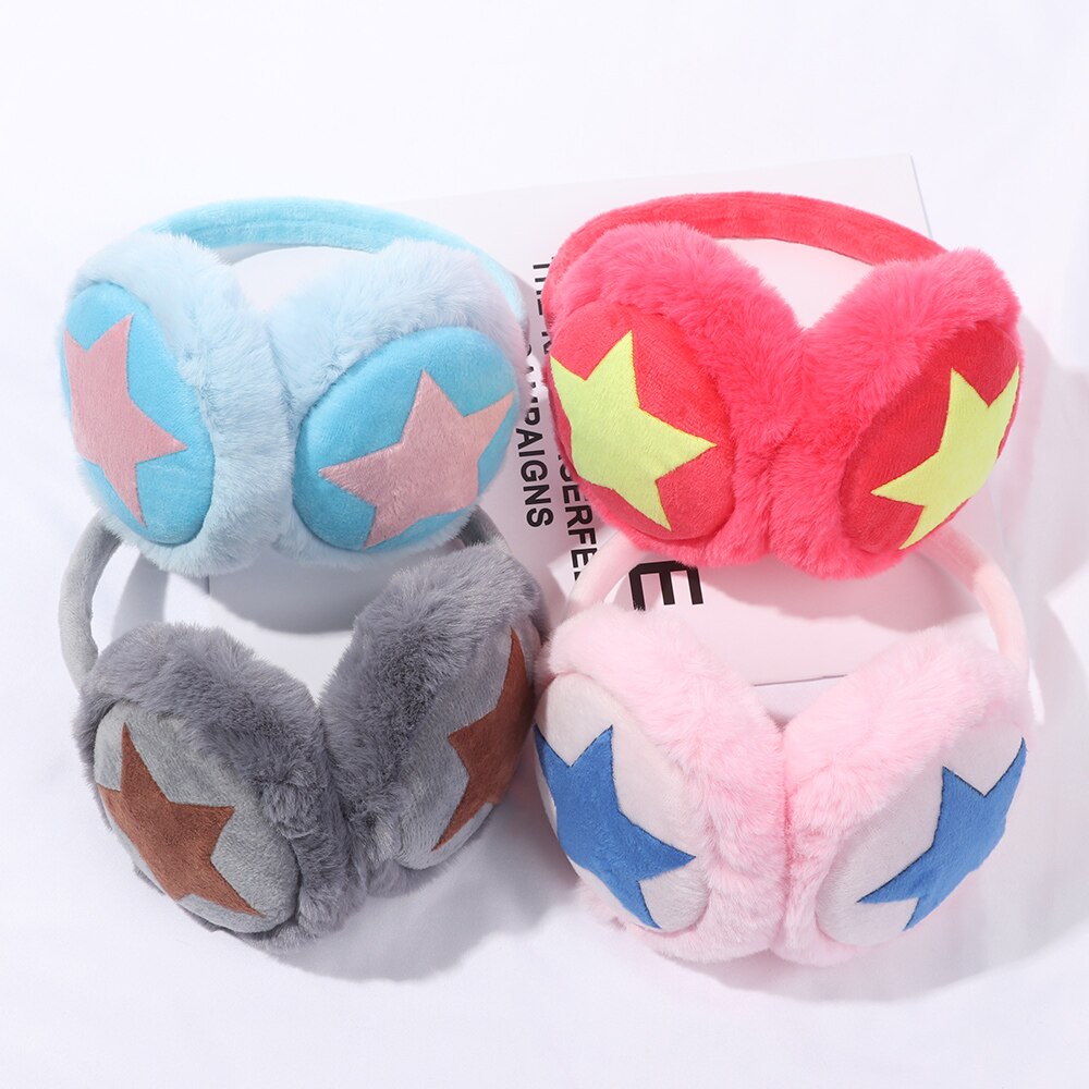 Pluizige Oorbeschermers Herfst Winter Warm Comfortabele Warm Oorklep Vrouwen Mannen Outdoor Skiën Fietsen Rijden Oorbeschermers Ster Oorwarmers