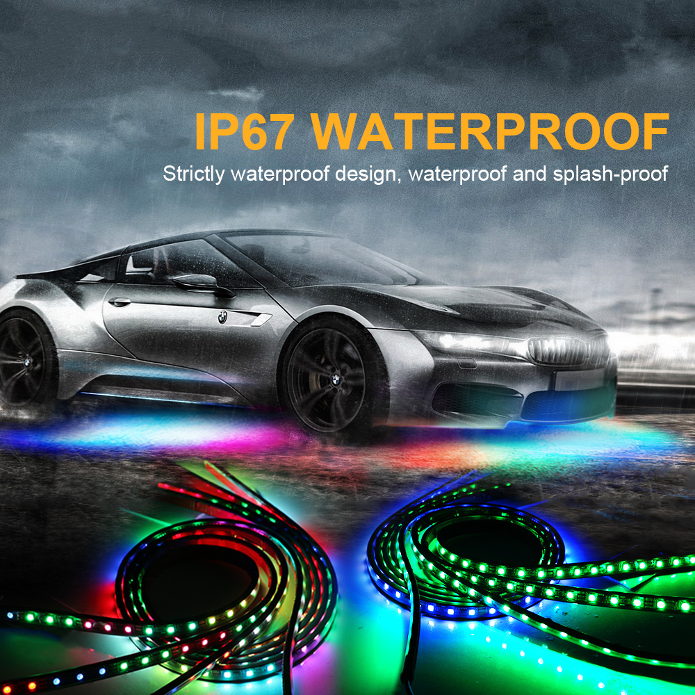 Led Neon Auto Underglow Lichten 12V Chassis Rgb Licht Strip Underglow Sfeer Decoratieve Lamp Kit Exterieur Onderdelen Voor Auto bodem