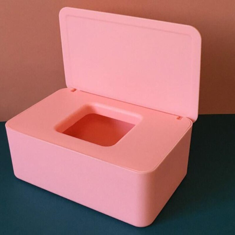 Natte Doekjes Dispenser Houder Met Stofdichte Cover Tissue Opbergdoos Voor Home Office Desktop Opslag Tissue Doos Masker Opbergdoos: Pink