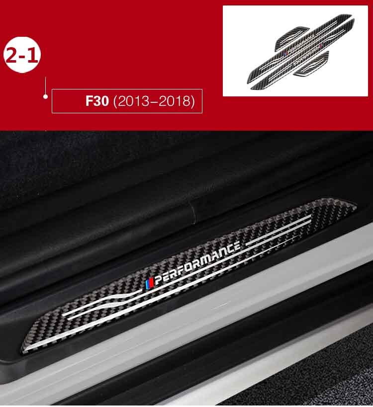 Umbral de puerta protectores de placa de desgaste de fibra de carbono de umbral de puerta s pegatinas para BMW F10 F30 F34 E70 X1 X5 X6 E90 E70 E71 Accesorios: F30 2013-2018