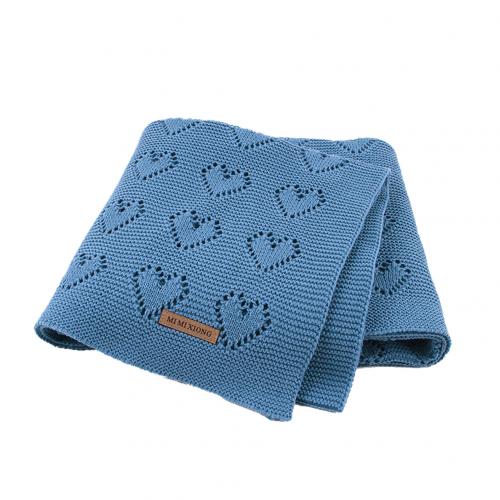 100x80cm Newborn Baby Blankets Summer love knitted Solid Color Baby Bedding Quilt Swaddle Sleeping Wrap Cover Blanket: Dark Blue