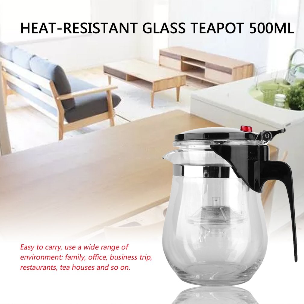 500ml Heat Resistant Glass Tea Pot Chinese Kung Fu Tea Set Puer Kettle Flower Tea Pot Convenient Home Office Teaset