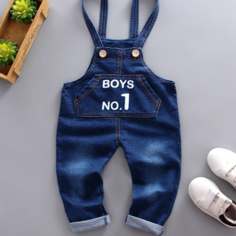 Spring and Autumn Boys and Girls Belted denim Pants Letters Single jeans children jean overall kids Cowboy jeans