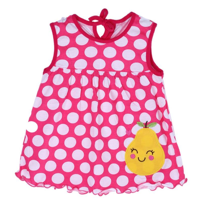 Summer Girls Dresses Newborn Baby O-neck Sleeveless Cotton Princess Mini Casual Dress Child Cute Pattern Decor Dot Clothes: i
