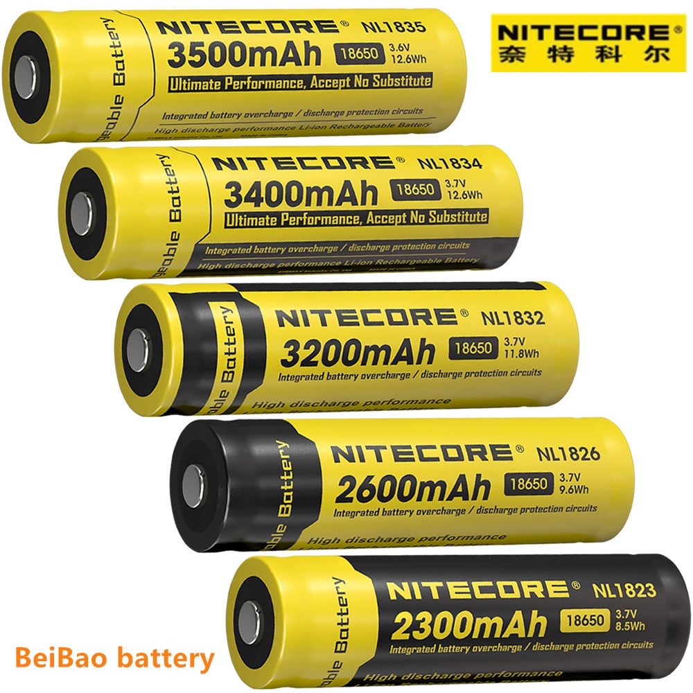 Original NITECORE NL1823/NL1826/NL1835 3.7V Li-ion Protected Battery Button Top for 18650 Type Flashlights