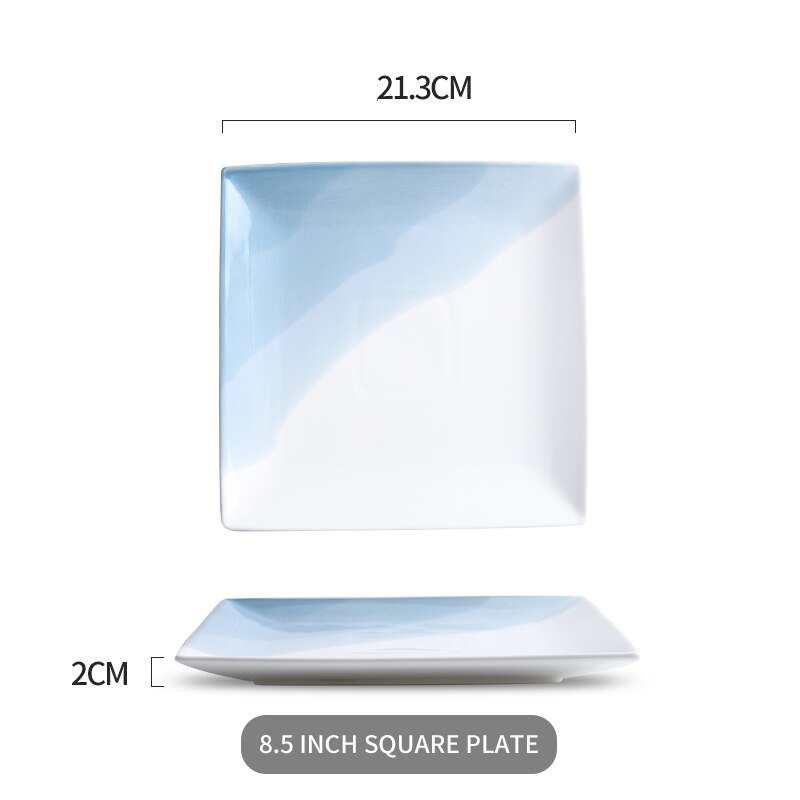 Fjellandskap keramisk middagstallerken stor rund dessert kakefat firkantet biff pizzafat restaurant kjøkken servisesett: Kvadrat 8.5 plate