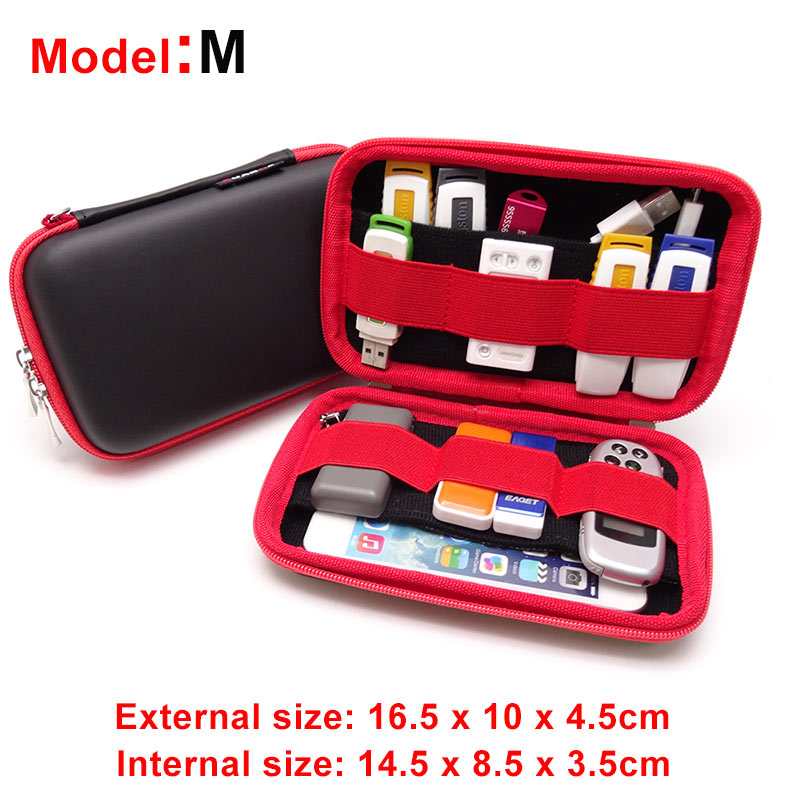 2.5 Inch Harde Schijf Accessoires Tas Voor Wd Seagate Hdd Power Telefoon Usb Kabel U Schijf Sd-kaart Power bank Travel Organizer Box: Black