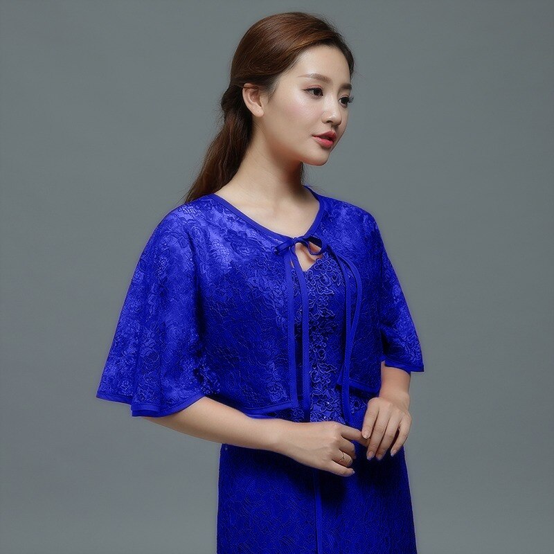 Boléro dentelle blanche Femme Cape rouge pour robe de soirée boléro nuptiale Mariage 8 couleurs haussement d'épaules pour femmes châles accessoires de Mariage: Blue