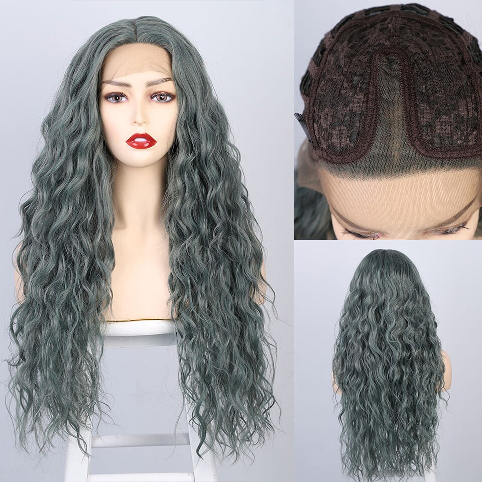 AISI BEAUTY Long Wavy Dark Red Wigs Synthetic Lace Front Wigs for Women Black Lace Wigs High Temperature Fiber Cosplay Hair: 171-2610C