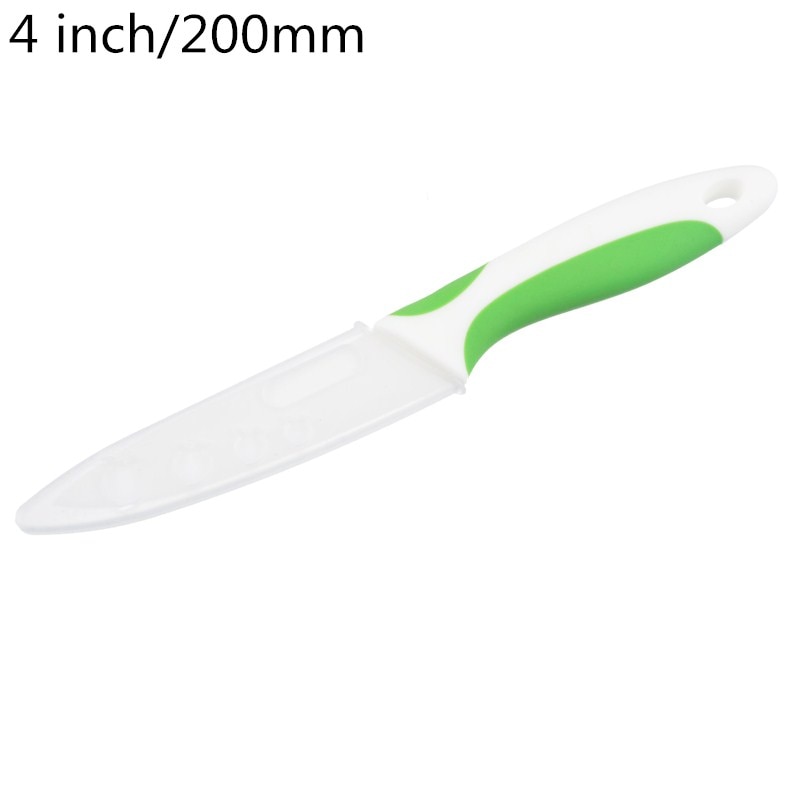 3/4/5 Inch Ceramic Kitchen Knives White Blade Colorful Handle Paring Pare Peel Slice Cooking Tool Ceramic Knife: 4 inch green