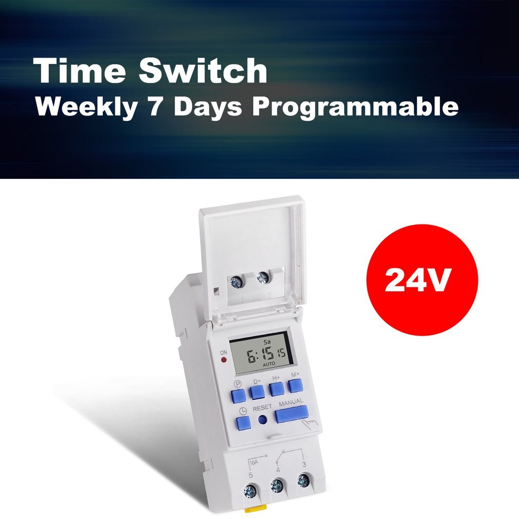 SINOTIMER AC/DC 12V/24V Weekly 7 Days Programmable Digital Time Switch Relay Timer Control Din Rail Mount for Electric Appliance