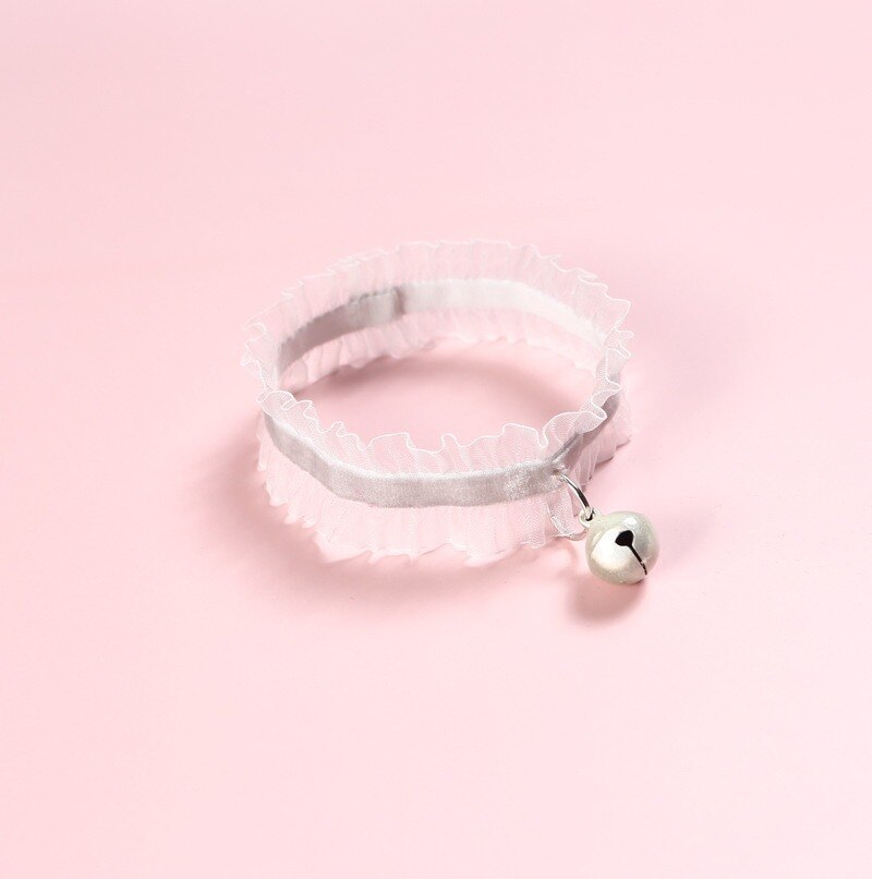 Pet Collar Velvet Lace Stretch Adjustable Pet Bell Collar Cat Dog Collar Necklace Dog