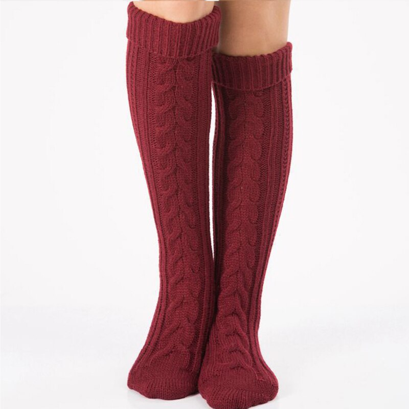 Style Warm Wool Leg Cover Trample Socks Christmas Boots Cover Over Knee Long Socks Warm Aand Thick Knitting Leg Warmers: winred