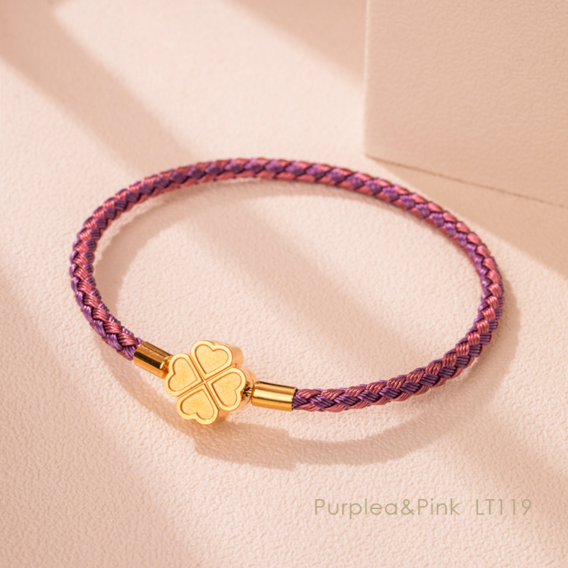 MOONLIGHT Mode Klassieke Klavertje Vier Armband voor Vrouwen Roestvrij Staal Gevlochten Armband Vrouwelijke Sieraden 10 Kleuren: 18Cm / Donkergroen