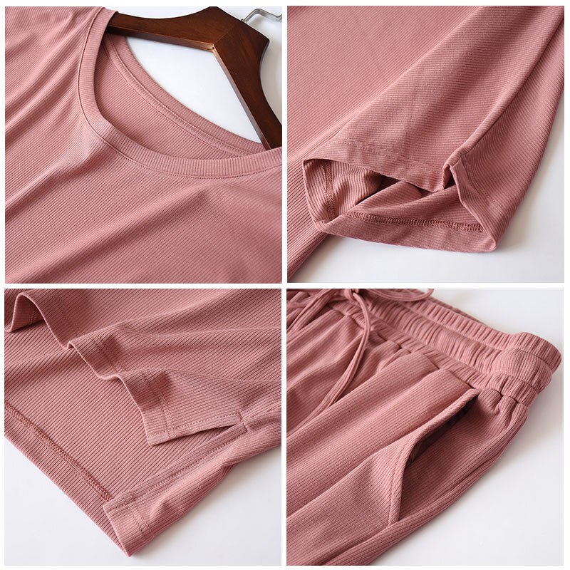 Plus size modal algodão conjunto pijama feminino solto casual homewear terno 2 pçs roupas de verão em casa senhoras manga curta pijamas terno