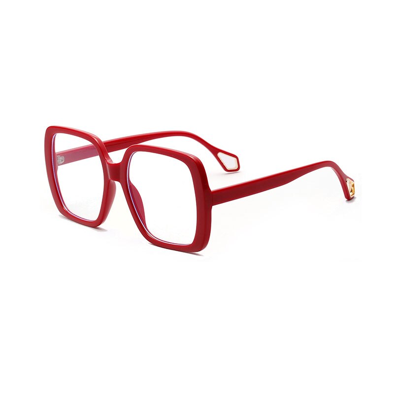 So & ei overdimensionerede firkantede beskyttelsesbriller kvinder briller ramme klar linse vintage semi-metal briller mænd optiske briller rammer: Rød