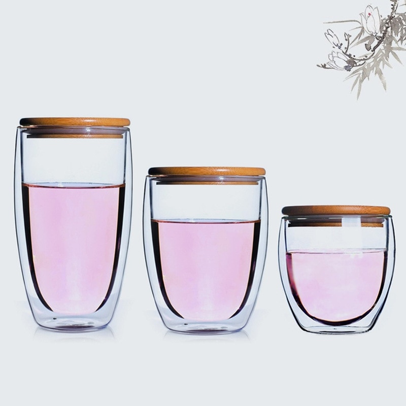 Canadá Taza Bodum Tazas de Cristal de Silicio de Alta Boro de dos pisos Receptáculo de La Flor Transparente Taza De Viaje de Doble Pared Vasos