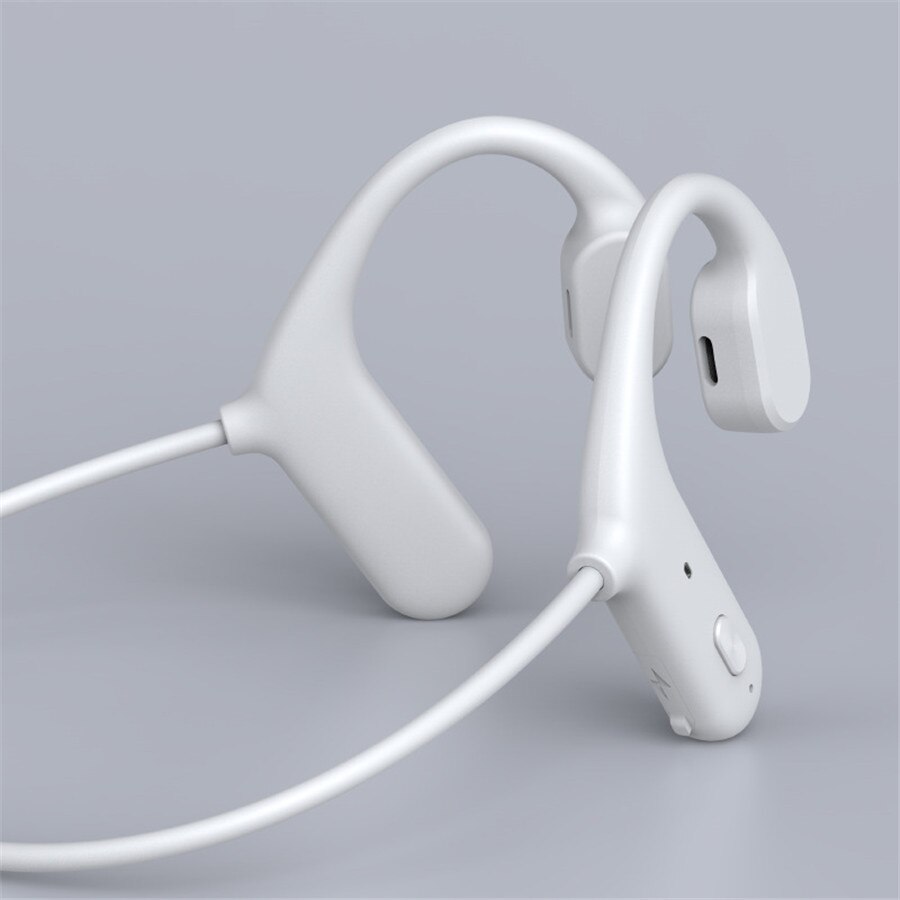 KS20-auriculares inalámbricos de conducción ósea, cascos deportivos impermeables con Bluetooth 5,0, magnéticos, con reducción de ruido y micrófono: White