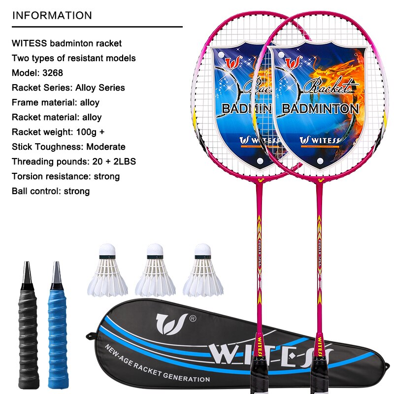 WITESS badminton racket single and double racket adult men women offensive durable children's junior high school student suit: Purple