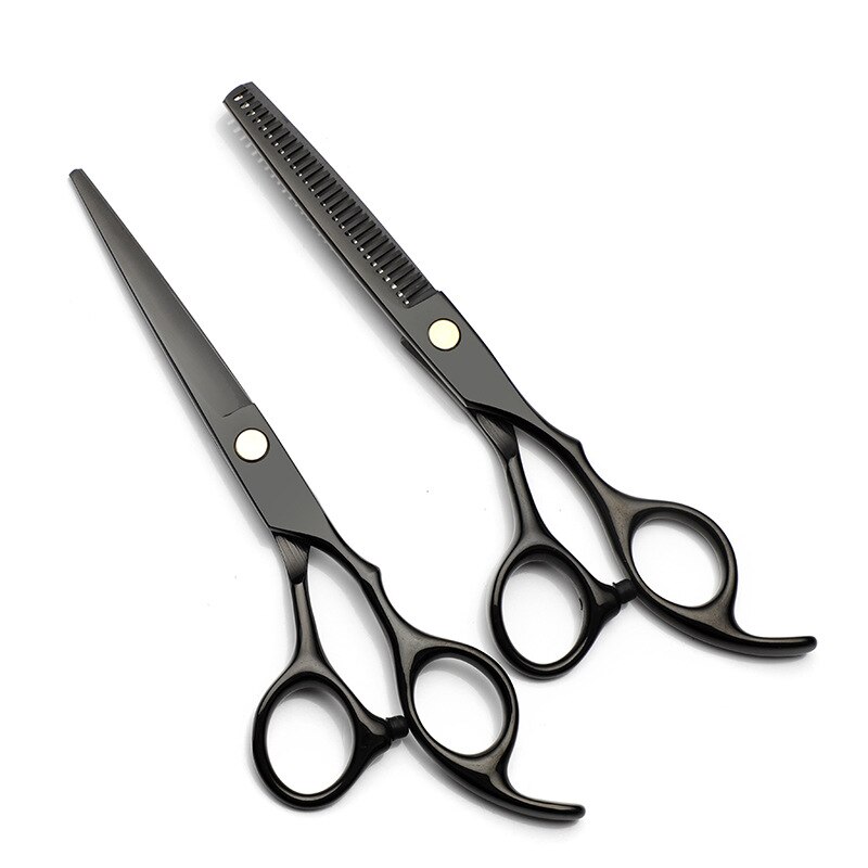 Costway 440 Steel 6 Inch Black Hair Scissors Set Cutting Barber Salon Haircut Thinning Shears Hairdressing Scissors