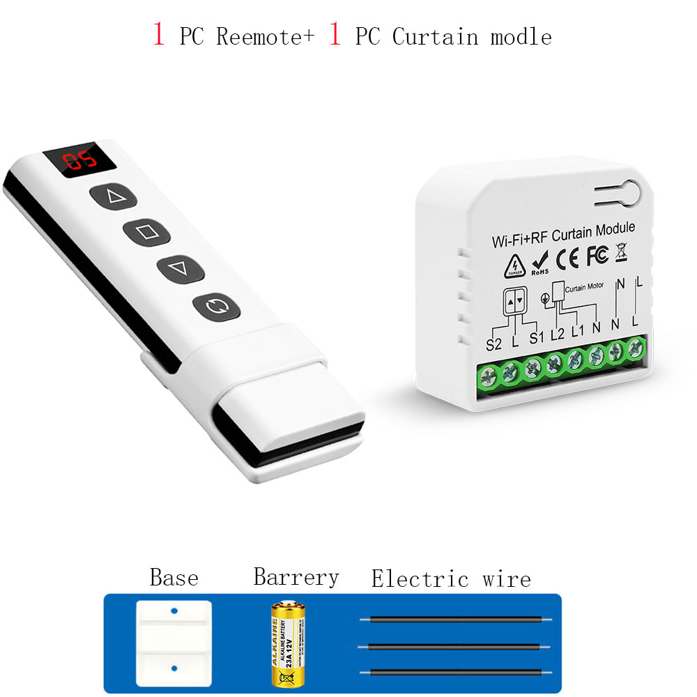 WiFi Tuya Smart Life 433Mhz Przełącznik kurtyny z 5 kanałami RF Pilot do elektrycznej rolety Google Home Alexa: Bundle1
