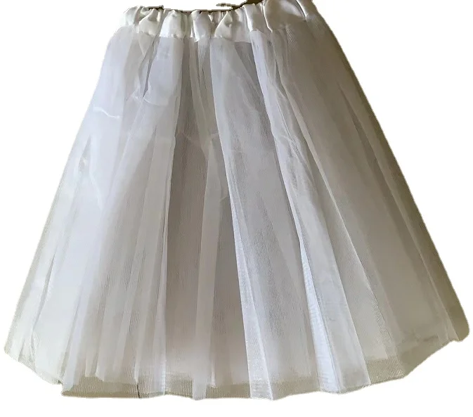 Jupe tutu élastique pour filles, vêtements de danse de Ballet, Mini jupe pour fête d'anniversaire, danse, 3 couches en Tulle pour enfants de 2 à 8 ans: WHITE