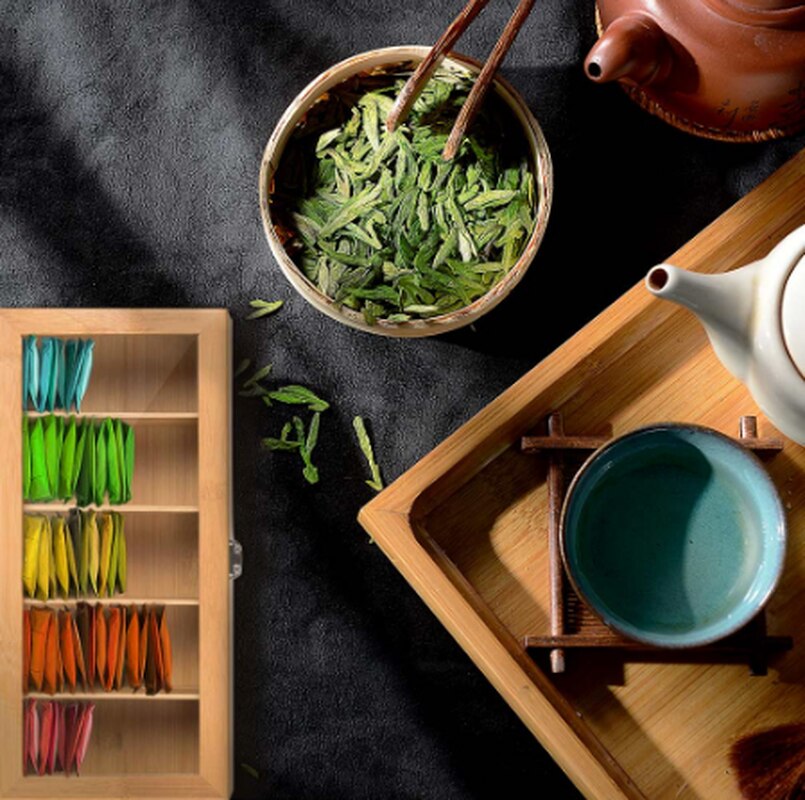 Compartments Wooden Storage Box Tea Box Storage Container Jewelry Accessories Storage Container Bamboo Tea Chest Case ZM720