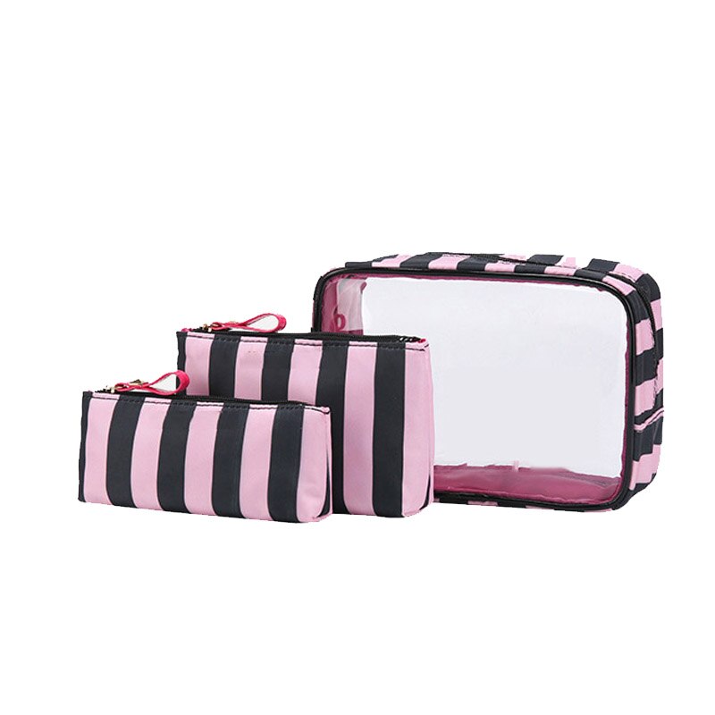 Women Bag Letter Pvc Cosmetic Bag Three-Piece Outdoor Travel Waterproof Wash Bag Transparent Bag: 4