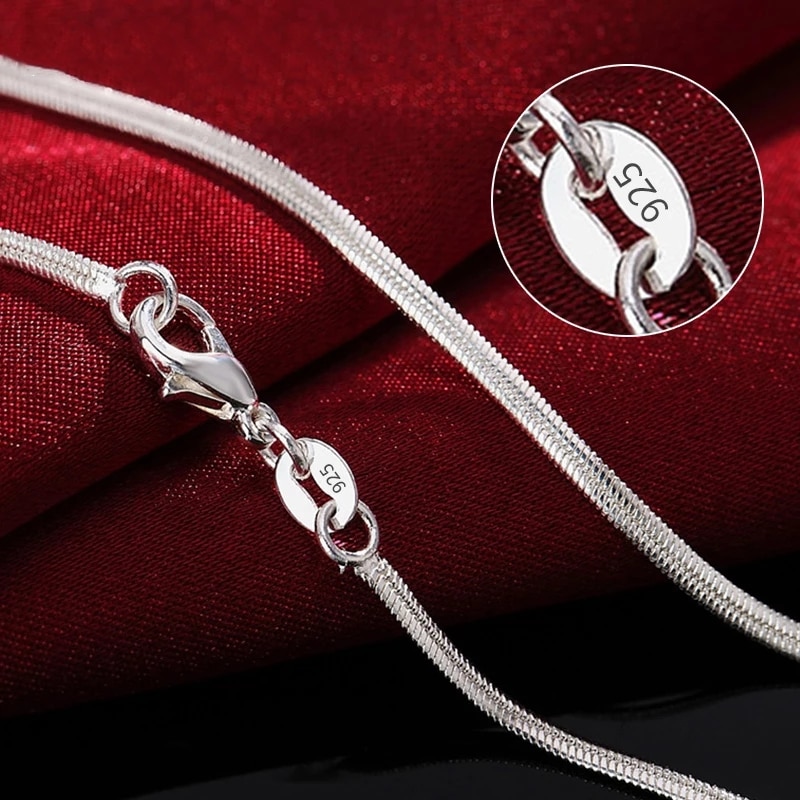 Babyllnt 925 Sterling Zilver 16/18/20/22/24/26/28/30 Inch 2Mm flat Snake Collier Voor Vrouw Man Mode Sieraden