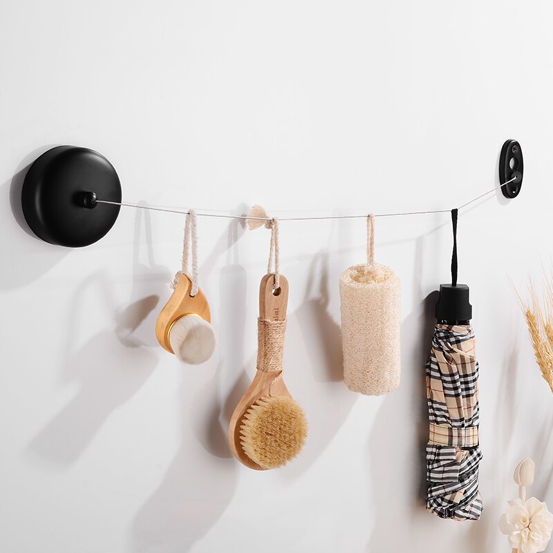 Retractable Clothesline Outdoor Laundry Hanger Clothesline Dryer Organizer Stainless Steel Clothes Drying Rack Rope Wall Mounted